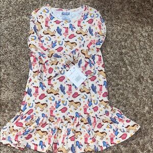 Kids Western-Themed Dress with Colorful Print